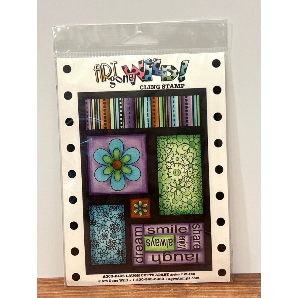 Art Gone Wild Rubber Stamp With Floral & Text Designs AGWC3.24966.13